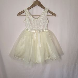 Weissman dance costume ivory ballet tue tutu dress sequin bodice size IV / 7/8